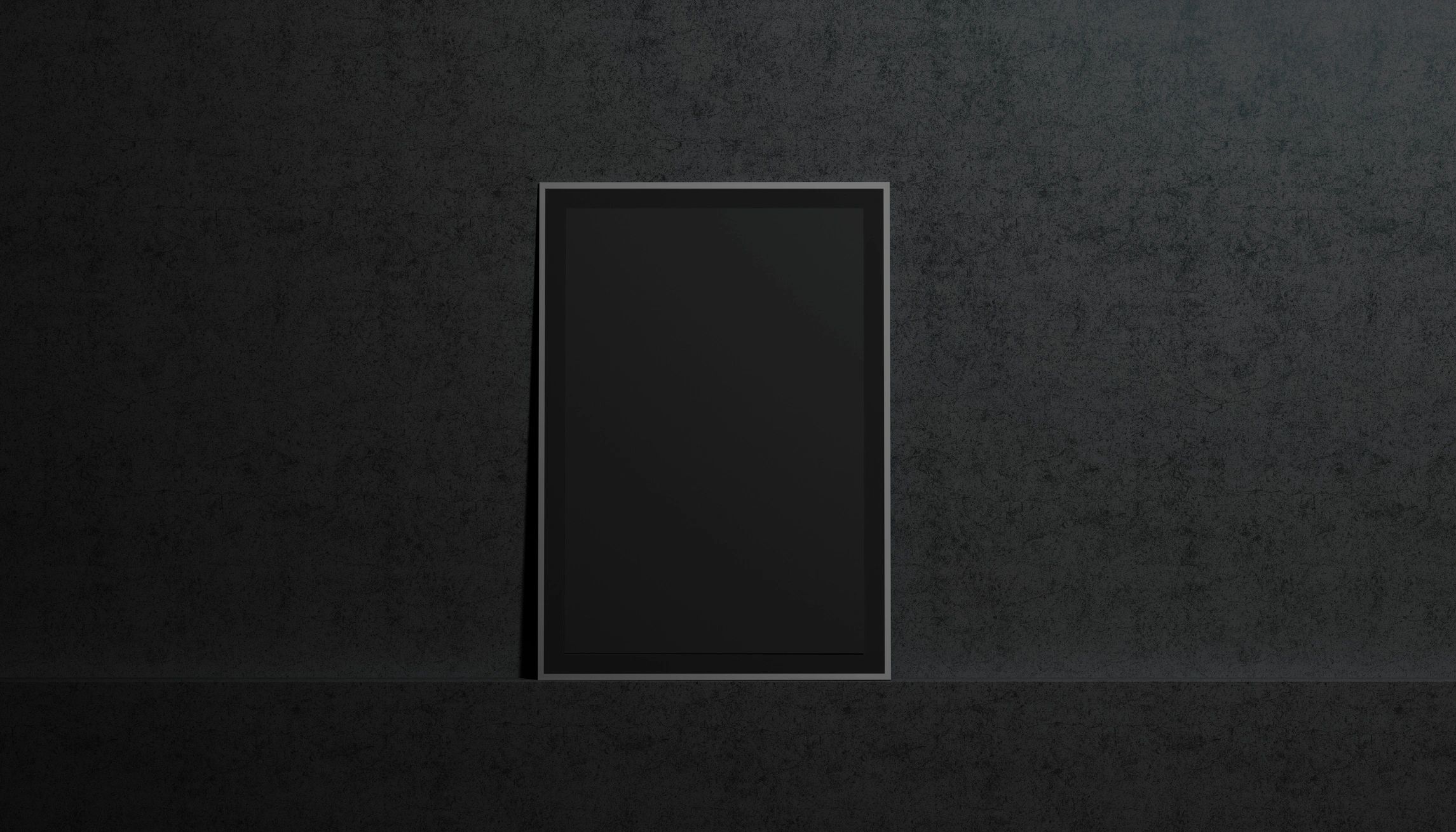 Minimal black framed movie poster mockup on gallery wall
